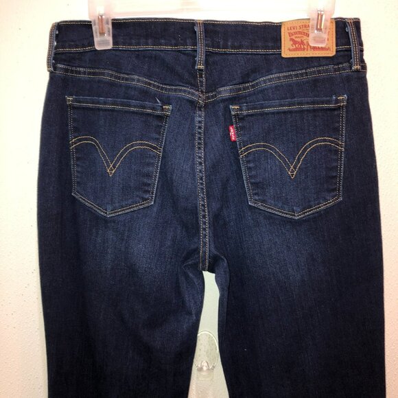 Levis 505 Womens Size 10 Dark Wash Blue Straight Leg Pockets Denim Jeans - Picture 5 of 9